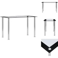 vidaXL Table de salle à manger noire et transparente 120 x 60 x 75 cm verre trempé - Tables de salle à manger