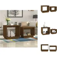 vidaXL Tables de salon 2 pcs. Marron Miel Pin massif - Tables basses