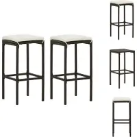 vidaXL Tabouret de bar avec coussin 2 pcs. brown poly rattan - Tabouret de bar