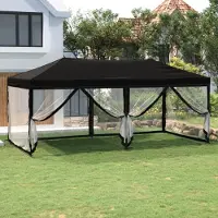 The Living Store Tente de réception pliable avec parois latérales Noir 3x6 m