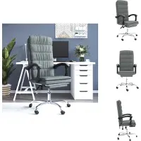 vidaXL Chaise de bureau avec fonction chaise longue Tissu gris foncé - Chaises de bureau