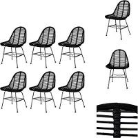 vidaXL Chaise de salle à manger 6 pcs. noir naturel rotin - Chaise de salle à manger