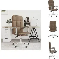 vidaXL Chaise de bureau avec fonction chaise longue Marron Tissu - Chaises de bureau