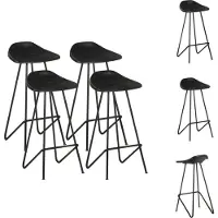 vidaXL Tabouret de bar 4 pcs. noir cuir véritable - Tabouret de bar