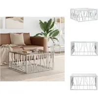 vidaXL Table basse 80x80x40 cm acier inoxydable et verre - Tables basses
