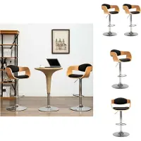 vidaXL Tabouret de bar 2 pcs. noir bois courbé et cuir synthétique - Tabouret de bar