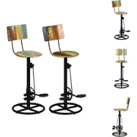 vidaXL Tabouret de bar 2 pcs. en bois massif - Tabouret de bar