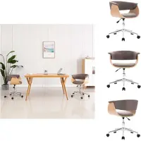 vidaXL Chaise de bureau pivotante Taupe bois courbé et tissu - Chaises de bureau
