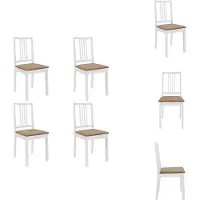 vidaXL Chaises de salle à manger avec coussins 4 pcs. Blanc Massif - Chaises de salle à manger