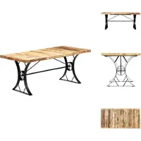 vidaXL Table de salle à manger 180×90×76 cm Mango Massif - Tables de salle à manger