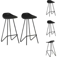 vidaXL Tabouret de bar 2 pcs. noir cuir véritable - Tabouret de bar