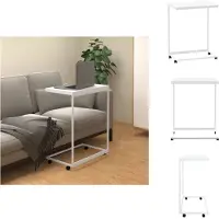 vidaXL Table d'appoint avec roulettes Blanc 55x35x70 cm Bois composite - Tables basses