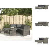 vidaXL Ensemble de salon de jardin 4 pièces avec coussins Gris Poly rotin - Ensemble de meubles de jardin