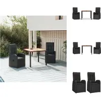 vidaXL Ensemble de jardin 3 pièces avec coussins noir Poly rotin - chaises de jardin