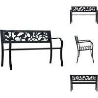 vidaXL Banc de jardin 125 cm Noir Acier - Bancs de jardin