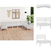 vidaXL Ensemble de salon de jardin 8 pièces pin massif blanc - Ensemble de meubles de jardin