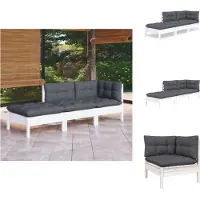 vidaXL Ensemble de salon de jardin 3 pièces avec coussins pin massif - Ensembles de meubles de jardin