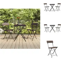 vidaXL Ensemble Bistro 3 pièces Pliable Marron Poly Rotin - Ensemble de meubles de jardin
