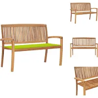 vidaXL Banc de jardin empilable avec support 128,5 cm bois massif teck - Bancs de jardin