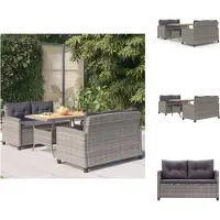 vidaXL Ensemble de jardin 3 pièces avec coussins gris Poly rotin - Ensemble de meubles de jardin