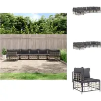 vidaXL Ensemble de salon de jardin 7 pièces avec coussins Anthracite Poly rotin - Canapés de jardin