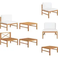 vidaXL Ensemble de salon de jardin 2 pièces avec coussins crème en teck - éléments de canapé de jardin