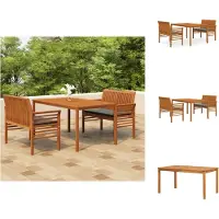 vidaXL Ensemble de jardin 3 pièces avec coussins en bois massif d'acacia - Ensemble de meubles de jardin