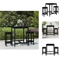 vidaXL Ensemble bar de jardin 3 pièces noir pin massif