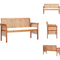vidaXL Banc de jardin 3 places avec coussin 150 cm bois massif acacia - Bancs de jardin