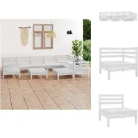 vidaXL Ensemble de salon de jardin 10 pièces pin massif blanc - Ensemble de meubles de jardin