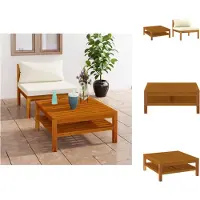 vidaXL Ensemble de canapé de jardin 2 pièces avec coussins blanc crème en bois d'acacia - éléments de canapé de jardin