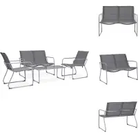 vidaXL Ensemble de salon de jardin 4 pièces tissu et acier gris - Ensembles de meubles de jardin