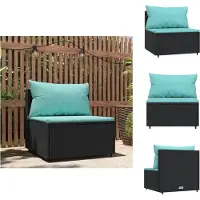 vidaXL Canapé de jardin central avec coussins noir Poly rotin - Canapés de jardin