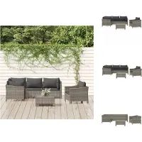 vidaXL Ensemble salon de jardin 6 pièces avec coussins Gris Poly rotin - Ensemble de meubles de jardin