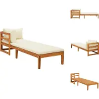 vidaXL Bain de soleil avec 1 accoudoir Blanc crème Bois massif Acacia - Eléments de canapés de jardin