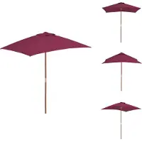 vidaXL Parasol avec mât en bois 150 x 200 cm rouge bordeaux - Parasols & ombrelles