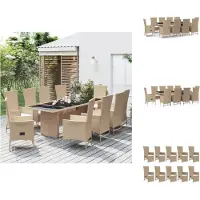 vidaXL Ensemble de jardin 11 pièces avec coussins Beige Poly rotin - chaises de jardin