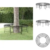 vidaXL Banc d'arbre rond Ø160 cm Noir Acier - Bancs de jardin
