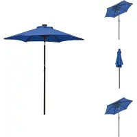 vidaXL Parasol avec lumières LED, bleu azur, 200 x 211 cm, en aluminium - Parasols et protections solaires