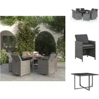 vidaXL Ensemble de jardin 9 pièces avec coussins Poly Rotin Gris - Ensemble de meubles de jardin