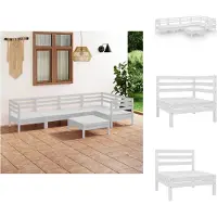 vidaXL Ensemble de salon de jardin 6 pièces pin massif blanc - Ensemble de meubles de jardin