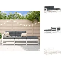 vidaXL Ensemble de salon de jardin 3 pièces avec coussins blanc bois massif - éléments de canapé de jardin