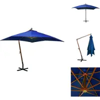 vidaXL Parasol avec mât bleu azur 3x3 m bois de sapin massif - Parasols & Protection solaire