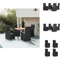vidaXL Ensemble de jardin 5 pièces avec coussins noir Poly rotin - chaises de jardin
