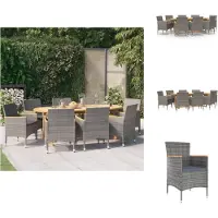 vidaXL Ensemble de jardin 9 pièces avec coussins Noir - Ensemble de meubles de jardin