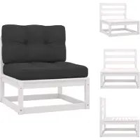 vidaXL Canapé central de jardin avec coussin anthracite blanc pin massif - éléments de canapés de jardin