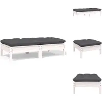 vidaXL Canapé de jardin 2 places avec coussins Blanc Pin massif - éléments de canapés de jardin