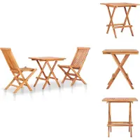 vidaXL Ensemble Bistro 3 pièces pliable Teck massif - Ensembles de meubles de jardin