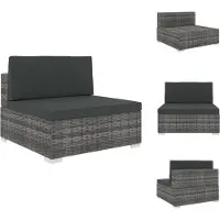 vidaXL Canapé modulaire partie centrale 1 pc + coussins poly rotin gris - éléments de canapés de jardin