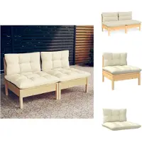 vidaXL Canapé de jardin 2 places avec coussin crème pin massif - Canapés de jardin